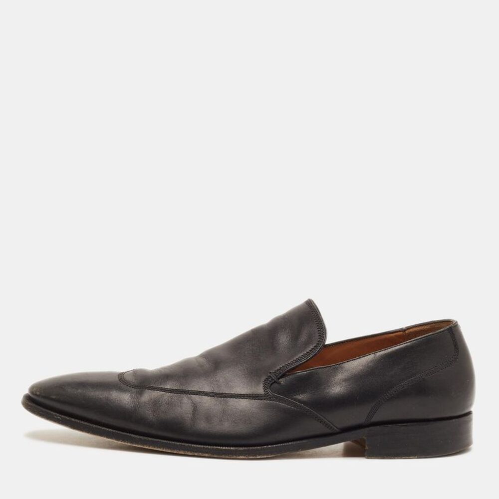 Gucci Size 45.5 Black Leather Slip On Loafers - Picture 1 of 7